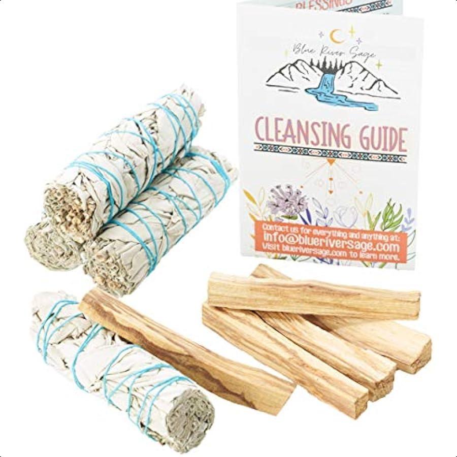 4 White Sage Smudge Sticks + 5 Palo Santo Sticks from Peru ~ for Smudging Smoke Cleanse Home or Office Spiritual Use Meditation