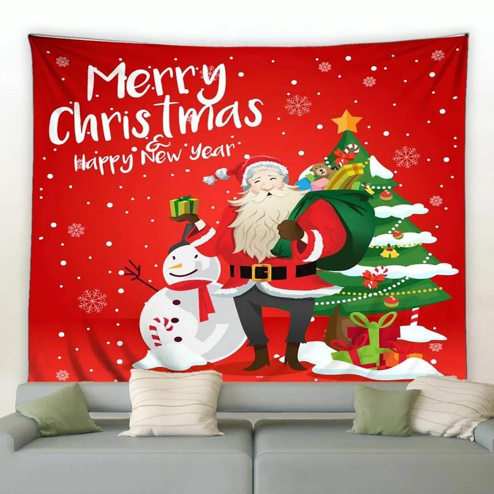 Christmas Cartoon Naughty Snowman Tapestry Living Room Sofa Home Decoration Christmas Gift