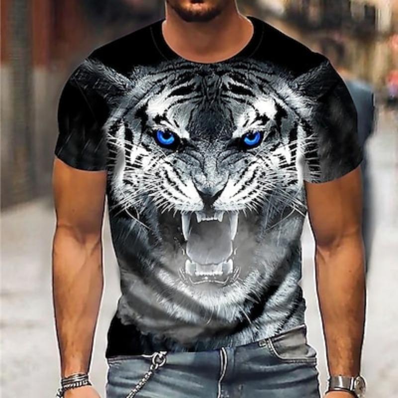 Men's Unisex Animal Tiger Graphic Prints T Shirt Short Sleeve T Shirt 3D Print Crew Neck Shirt Designer Casual Big and Tall Daily Holiday