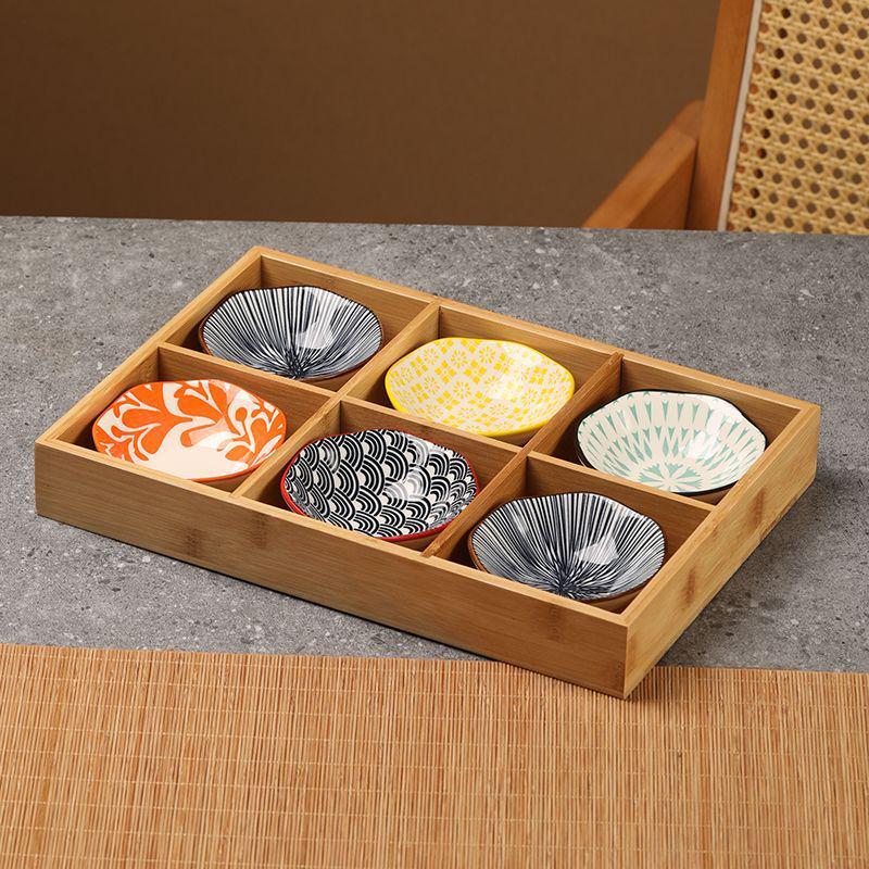 Bamboo Nine-Compartment Snack Tray for Dried Fruits and Hot Pot Side Dishes