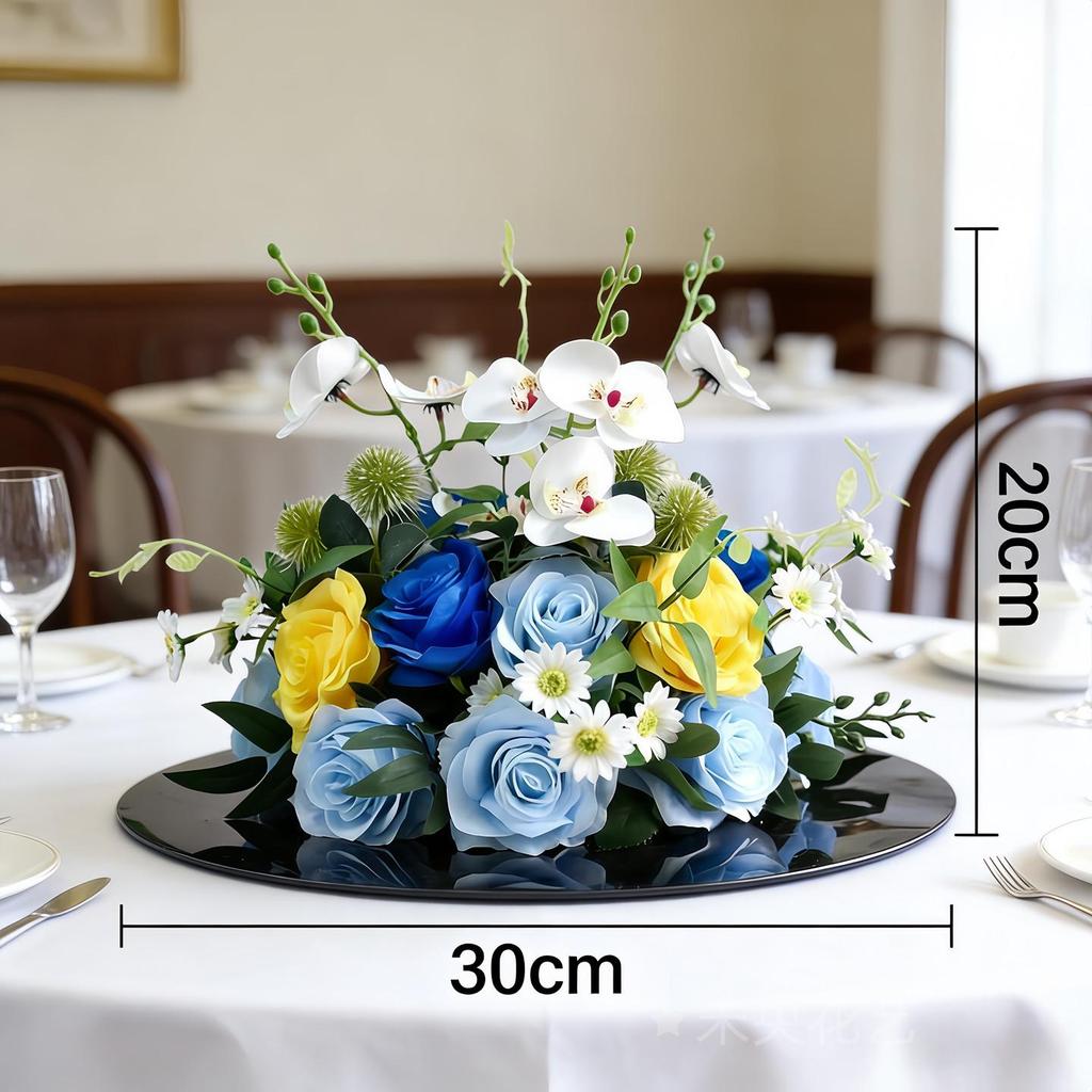 Round Lily Style Table Centerpiece: Artificial Floral Arrangement for Restaurants & Hotels