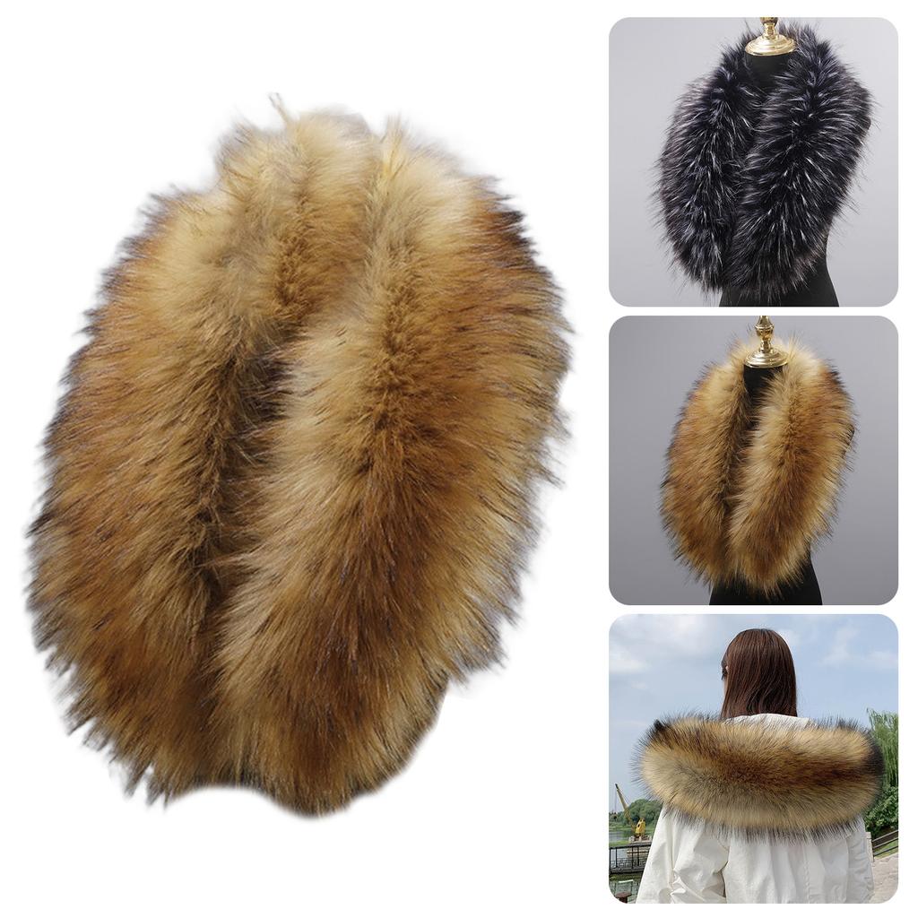 Women's Furry Plush Collar Trim for Hood Replacement Shawl Large Scarf Wrap Stoles Winter Neck Warmer Coat Accessory