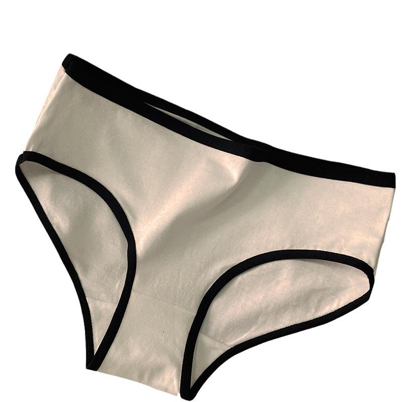 Sporty Minimalist Women's Mid-Rise Black & White Cotton Triangle Underwear
