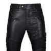 Mens Motorcycle Riding Pants PU Leather Protective Gear Windproof Slim Fit
