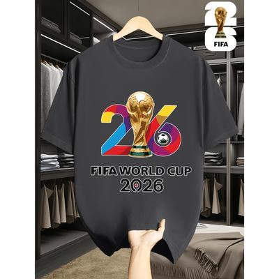 2026 USA-Kanada-Pokal, FIFA Fußball-Thema Lustiger Aufdruck Herren Kurzarm-T-Shirt, Modisches und Trendiges Sommeroberteil, ein Muss für Fußballfans,