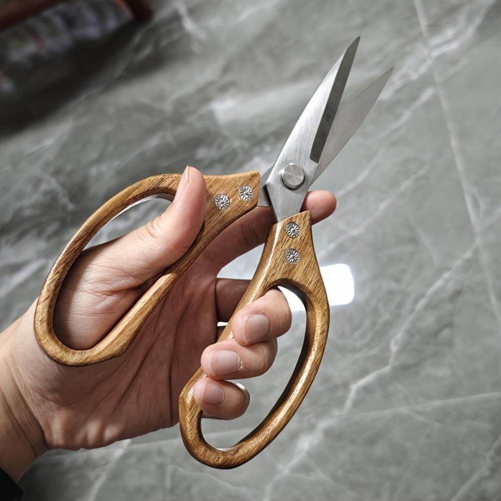 Csúszásmentes Fa Nyél Konyhai Olló Éles Ramen Olló Többfunkciós Konyhai Olló Zöldség