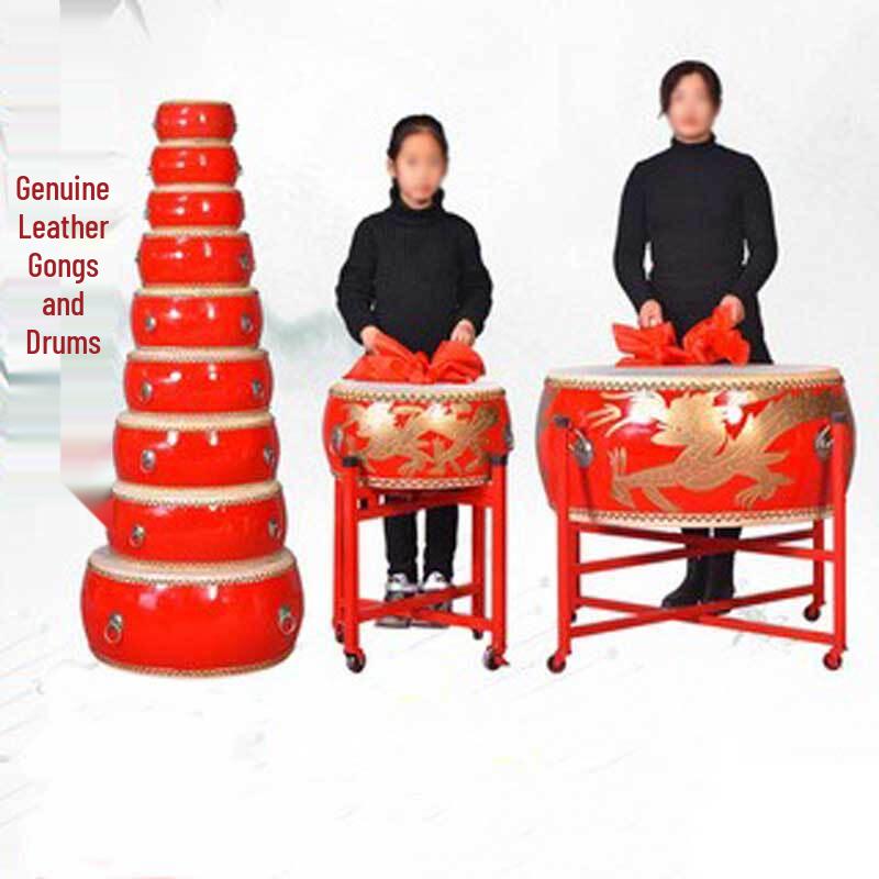 Yizhou 10-inch Solid Wood Children s Red Dragon Drum Set