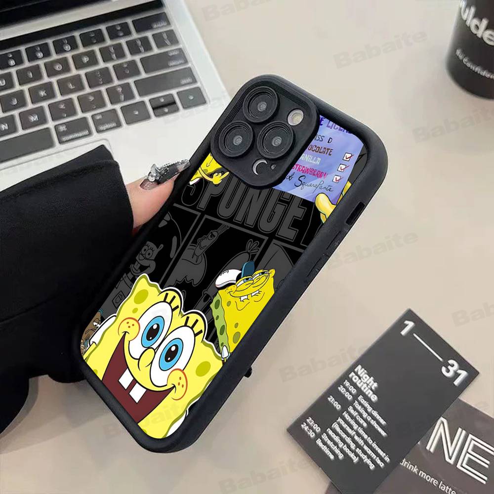 Cartoon Cute S-SpongeBob Anime Phone Case For IPhone 17 16 15 14 13 12 11 Air Plus Pro Max Soft Back Cover