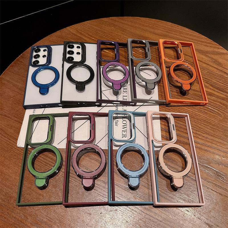 Magnetic Invisible Stand Phone Case for Samsung S24 Ultra, S23 FE, S22 Plus - Transparent Cover