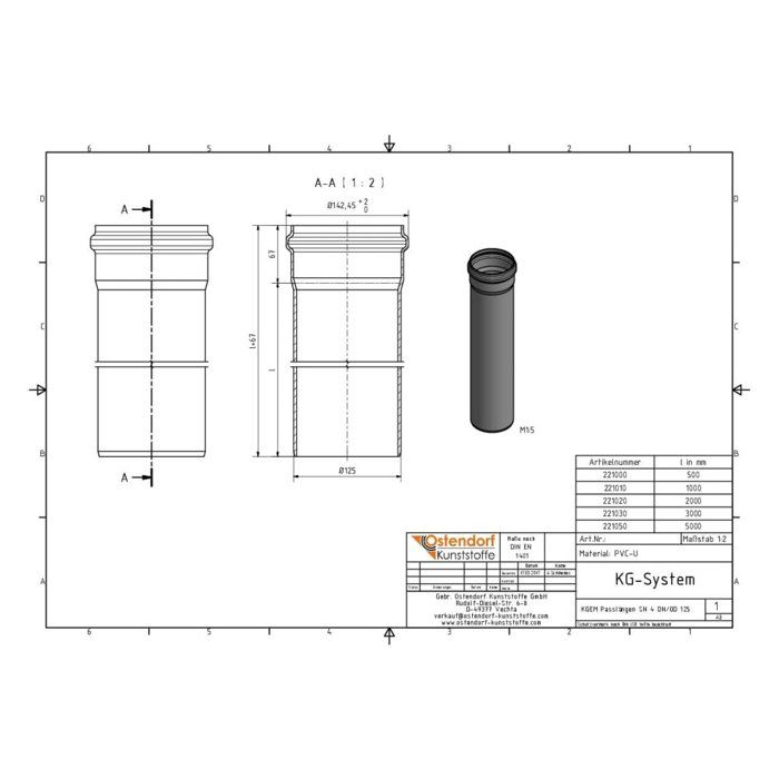KGEM Tube SN 4 DN/OD 125 x 2000 mm