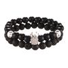 Accessories 8mm black matte lava stone micro-inlaid zircon crown two-piece set bracelet bracelet men
