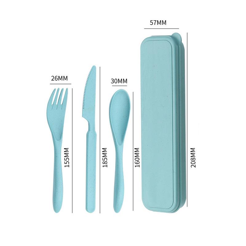 Eco Friendly Wheat Straw Portable Cutlery Set Fork Spoon Knife Reusable Lightweight Travel Utensils with Carrying Case