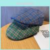 Vintage Checkered Pattern Hat With Breathable Cotton For Spring Summer Fashion