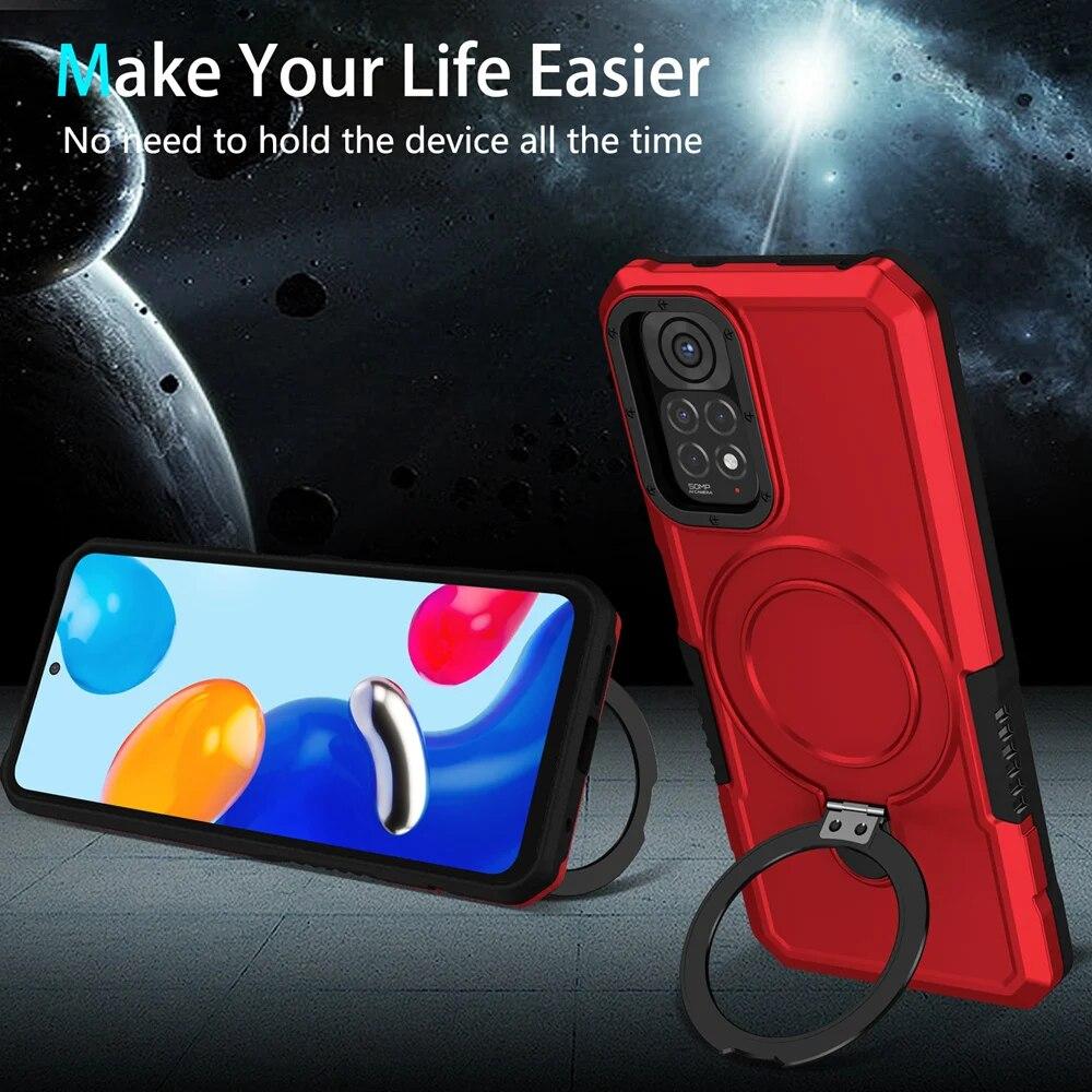 KEYSION Nárazuvzdorné puzdro pre Redmi Note 11 Pro 5G 11S Global Ring Stand Kryt telefónu pre Xiaomi Redmi Note 10 Pro 10S 9 9S 9 Pro