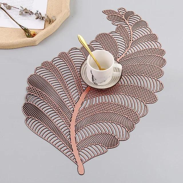 Nordic Leaf Hollow Placemat Oil PVC Water Resistant Non-slip Kitchen Coaster Insulation Pad Dish Coffee Table Mat Home Decor New
