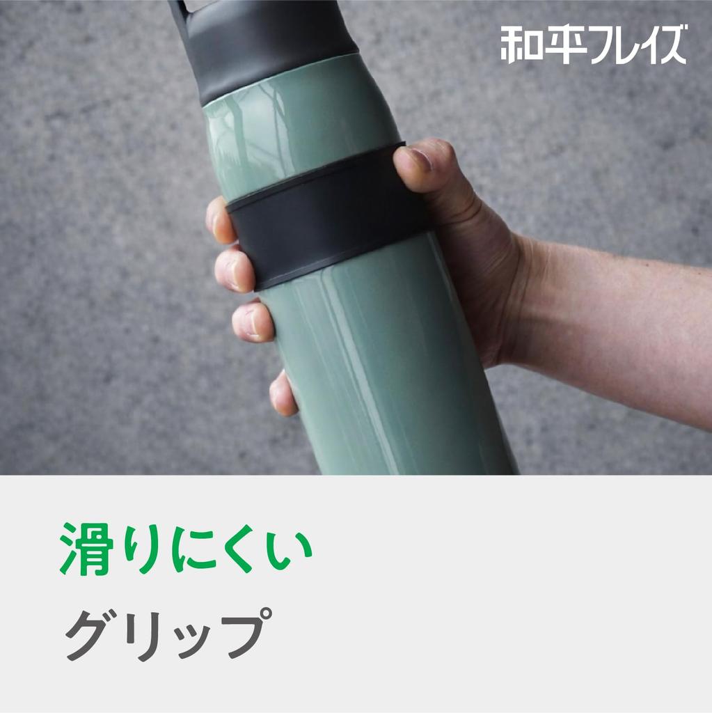 Wahei Freiz Large Capacity Direct Drink Water BottleMug Bottle 1 Liter Green with Handle Stainless Steel Vacuum Insulated Keeps Drinks Hot or Cold