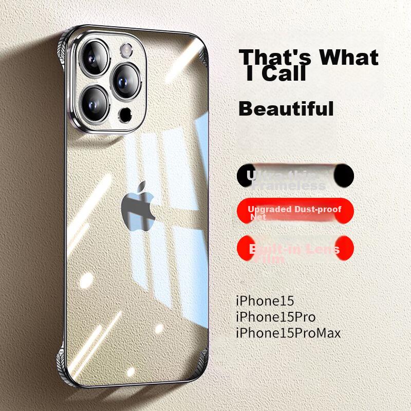 IPhone 15 Pro Max Case, Electroplated Borderless Transparent Heat Dissipation High-Definition Anti-Drop Simple Design, Graphite Black