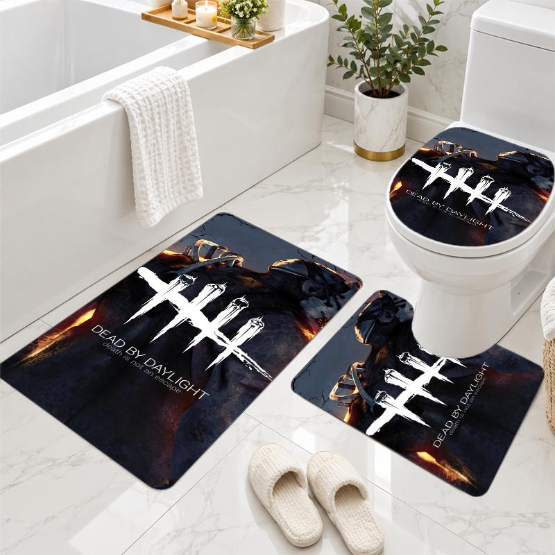 3Pcs Flannel Toilet Mat Set Dead by Daylight Bathroom Rug Non Slip Bath Carpet Home Decor