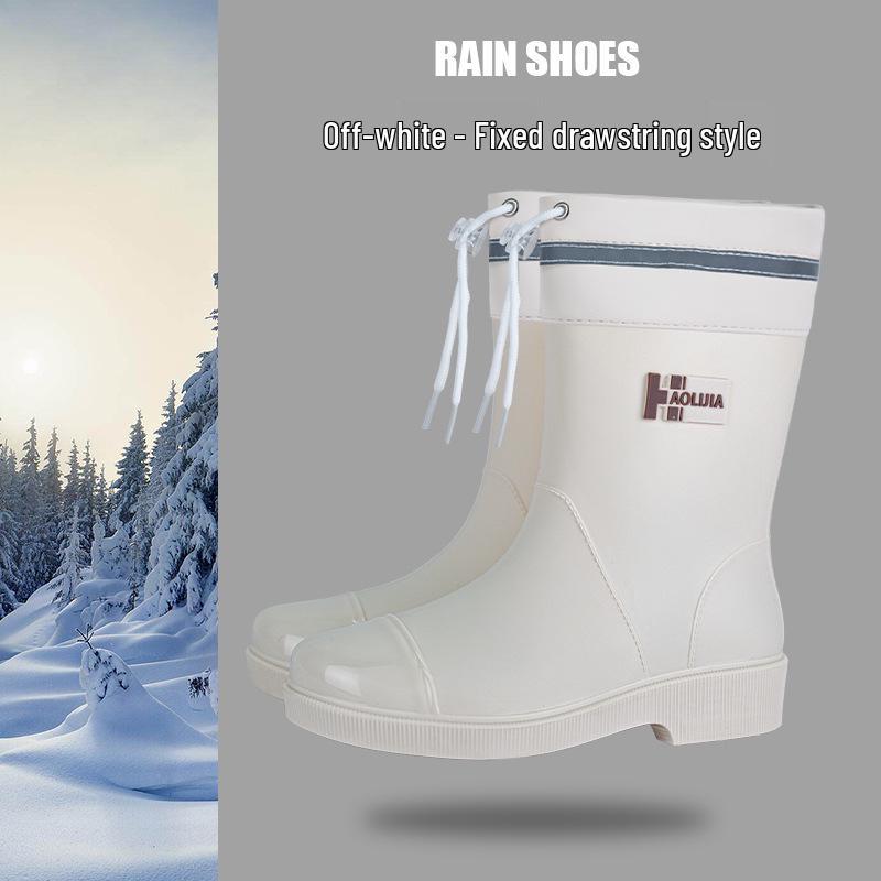 Women's Eco-friendly Mid-Calf PVC Rain Boots - Non-slip Rubber for Outdoor & Kitchen Use.