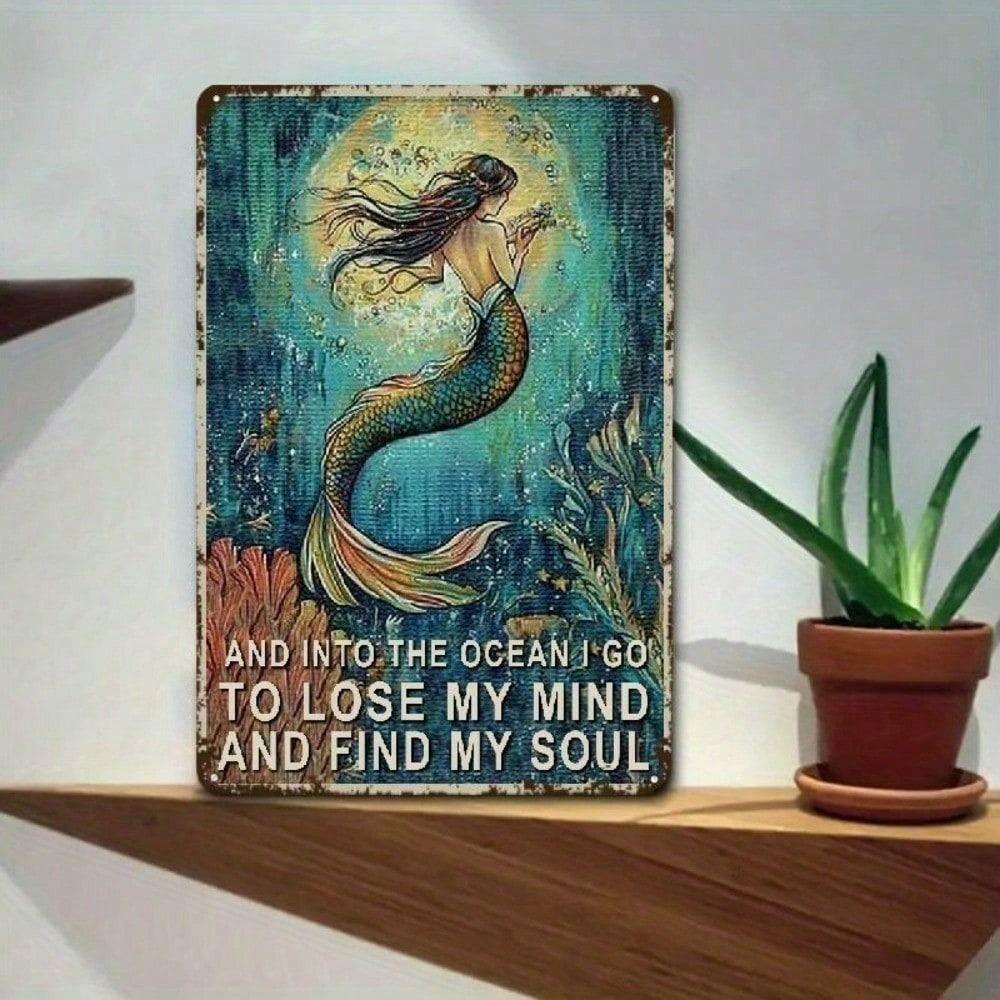 Mermaid Ocean Soul Retro Metal Wall Poster for Bar