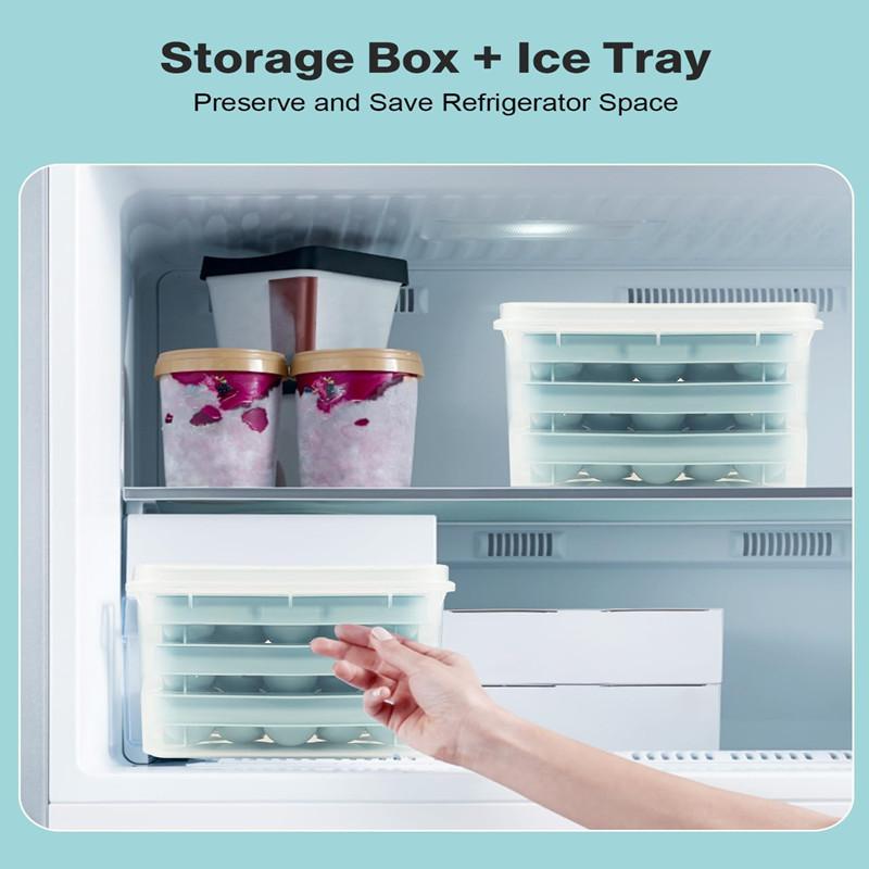 1 sada Stohovatelná kulatá sada forem na led s víkem a nádobou – Vytvořte 99 ks kulatých ledových kuliček, Formy na led do mrazáku se snadno vyjímají a jsou robustní