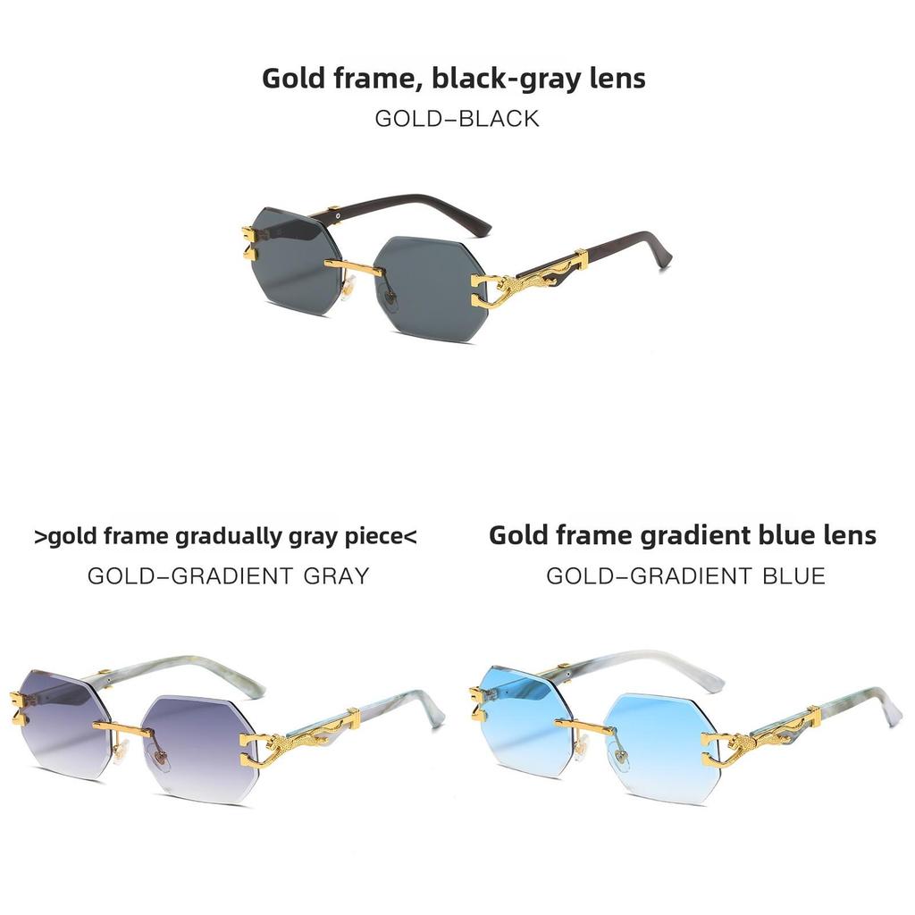 Leopard Motif Geometric Sunglasses With Uv400 Protection For Outdoor Fashion And Travel