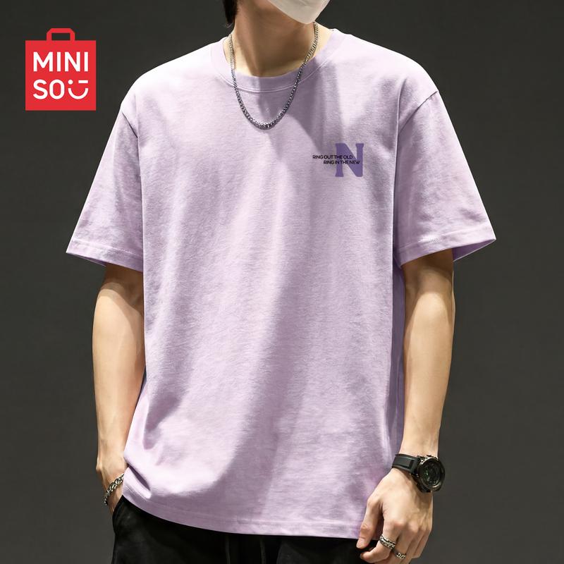 MINISO Men's Pure Cotton Loose-Fit Round-Neck T-Shirt