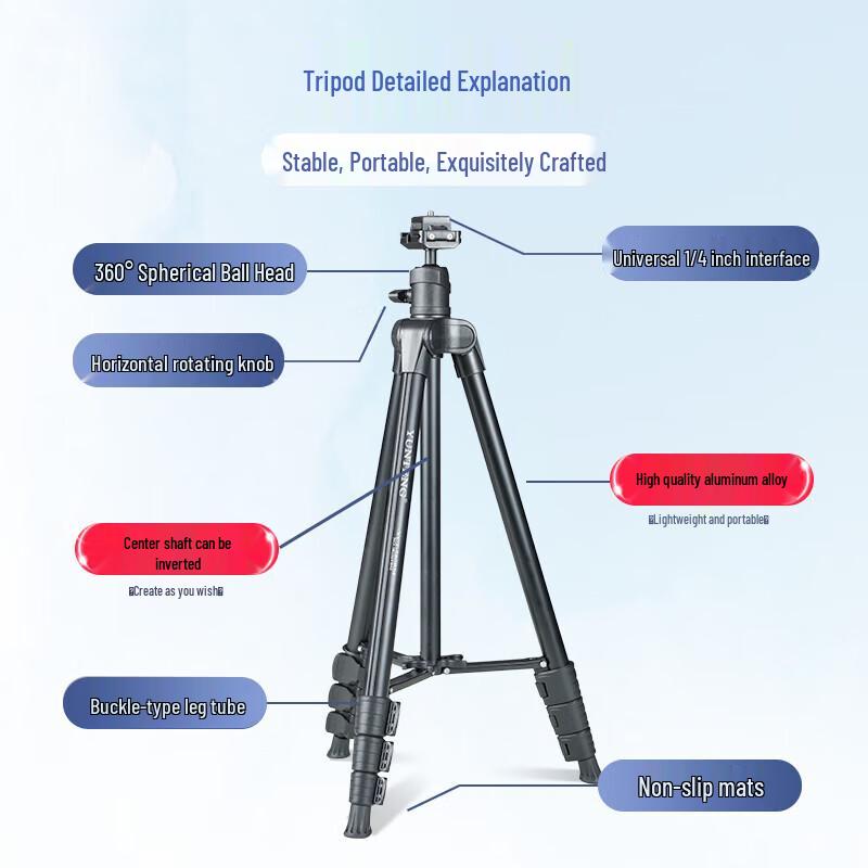 YUNTENG VCT-580 Aluminum Alloy Camera Tripod