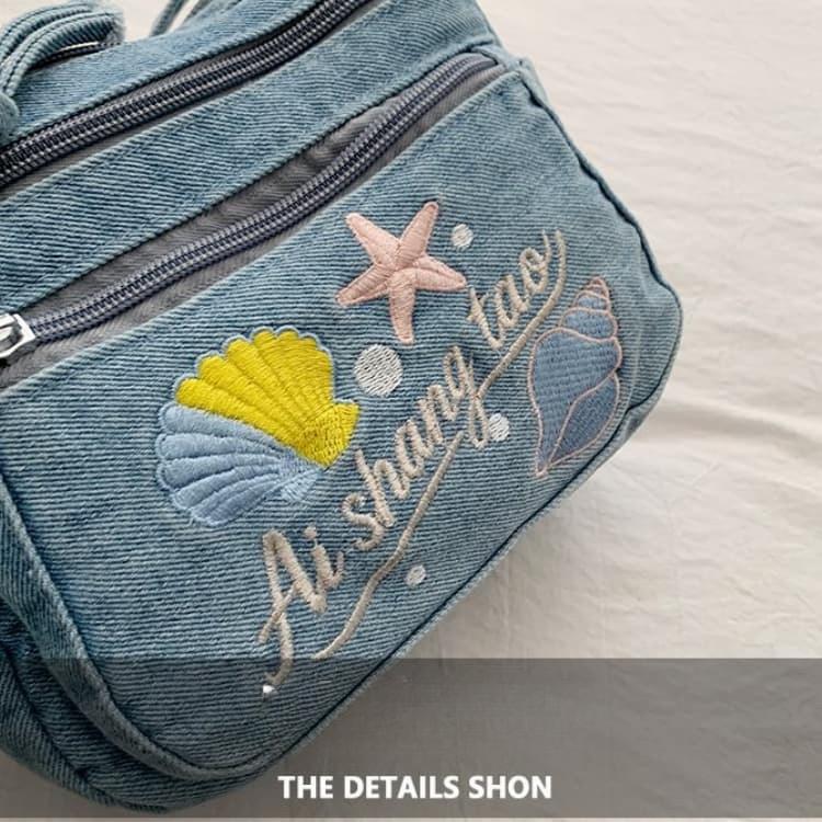 Borsa a tracolla in denim lavato casual