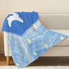 Thick Warm Flannel Blanket - Moon Star Rabbit Pattern, Soft Cozy for Home, Couch, Bedroom, Guest Room, Christmas & Halloween