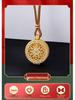 Women's Trendy Gold Sand Compass Pendant Necklace with Diamond-Inlaid Eight Treasures and God of Wealth Design