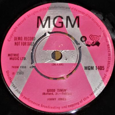 7inch Record JIMMY JONES - Good Timin' / Handy Man MGM1405PROMO MGM Records 1968 UK Soul/Funk Used