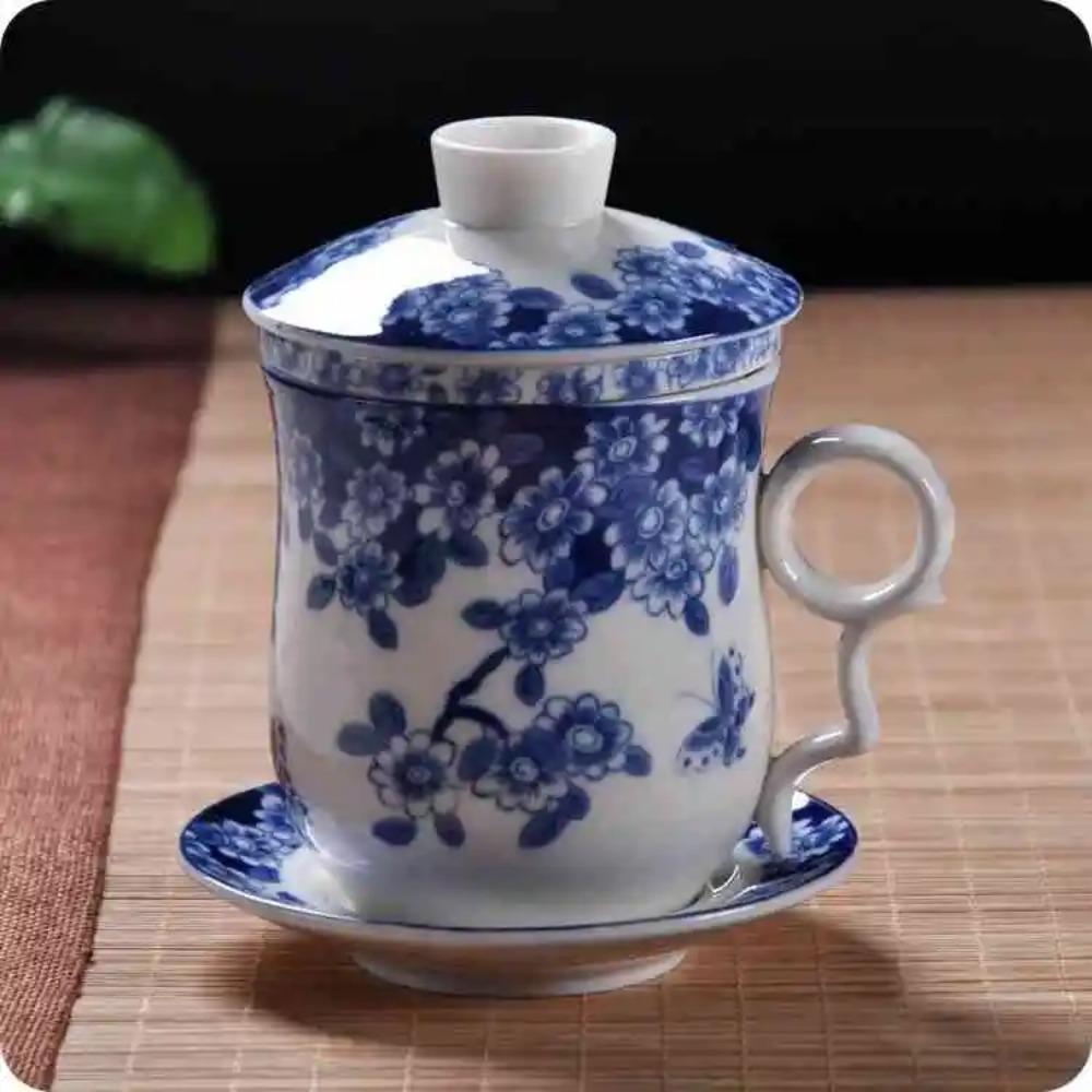 Cupa de ceai ceramică chinezească Jingdezhen porțelan albastru și alb ceașcă personală cu capac filtru întâlnire ceașcă cu bule birou