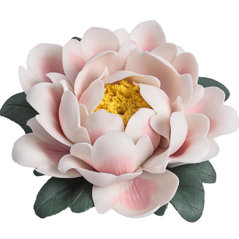 Handmade Ceramic Lotus Incense Burner - Zen Flower Ornament for Living Room Decor
