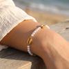 Bohemian Metal Shell Pearl Bracelet for Women Waterproof Stainless Steel Bead Bracelet Summer Beach Vacation Wrist Jewelry 2026
