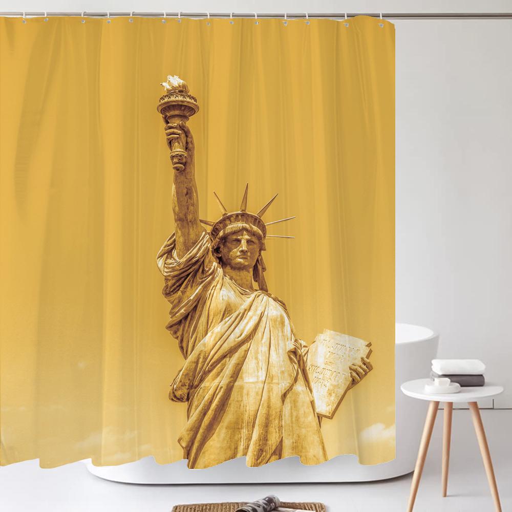 

American Style Statue Of Liberty Printed Shower Curtain Bathroom Curtains Home Decor Waterproof Polyester Fabric With Hooks W60H190(CM)-1 Pcs