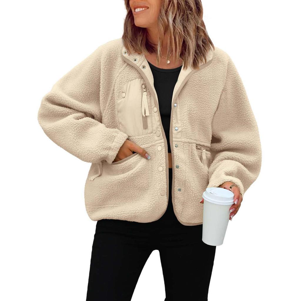 Cappotto in Pile Polare da Donna Autunno/Inverno Sportivo Casual Tinta Unita Giacca Maglione Caldo Top 20 colori