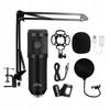 STUDIO&STREAMING MICROPHONE - Professional condenser microphone set (silver mesh) for streaming and studio recordings