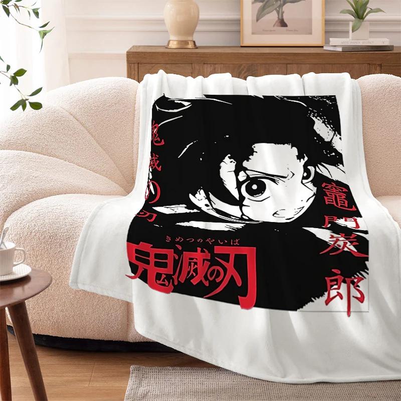 Sofa Blankets for Winter Anime D-Demons Slayer Warm Knee Bed Fleece Camping Fluffy Soft Blankets Microfiber Bedding King Size