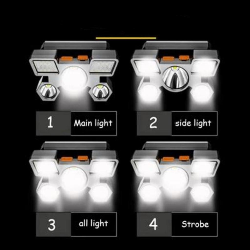 5 Lights LED Headlamp Strong Light Super Bright Head-Mounted Flashlight Outdoor Rechargeable Night Fishing Headlight Sources