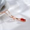 Luxury Red Natural Zircon Pendant Necklace For Women  Rose Gold Color Vintage Flower Wedding Party Fine Daily Jewelry