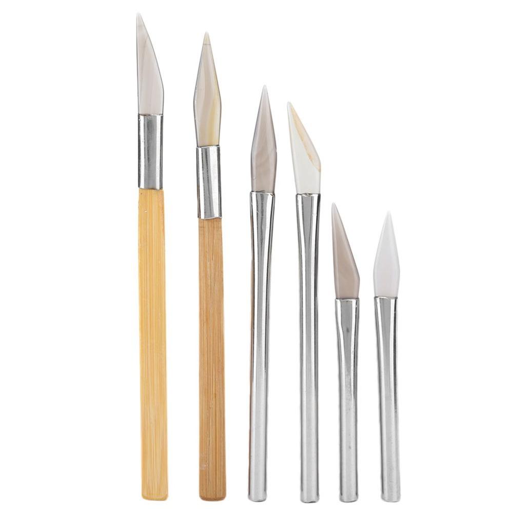 6Pcs Agate Material Agate Burnisher Different Sizes Jewelry Tools Gold Silver Polishing