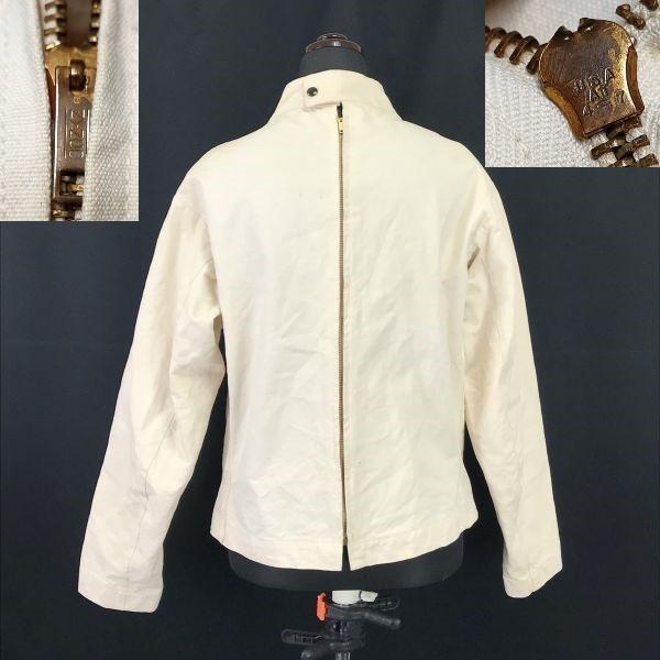 

1950s-60s NYNCO Vintage Zipper Back Fastener Jacket Men s XS-S Ivory Beige(USED)