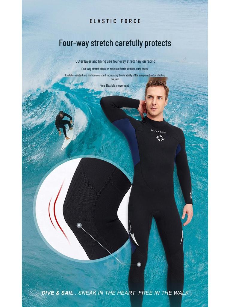 DIVE&SAIL 3MM Unisex Long-Sleeve Wetsuit for Diving & Surfing
