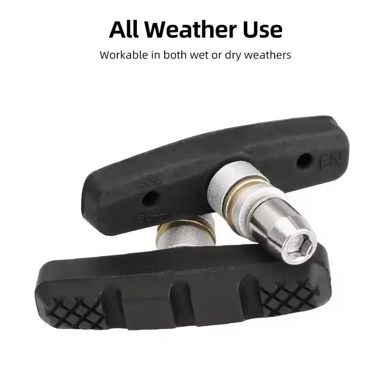 60mm Threaded V-Brake Pads All Weather Brake Shoes for MTB Mountain Bike Linear Pull Brakes Replacement Parts