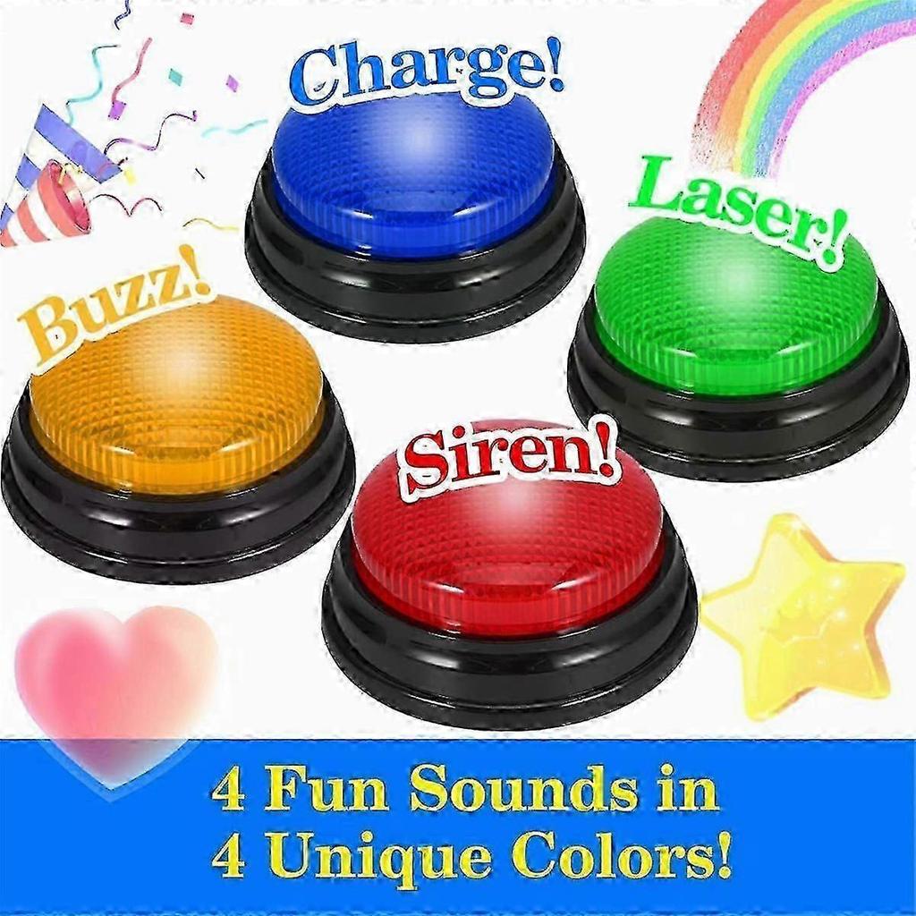 New 4 Pack Buzzers for Trivia Games, Answer Buzzers for Classroom, Game Buzzers with Lights and Sound G-Good