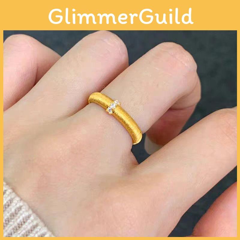 Color Gold Luxurious Satin Finish Ring With Adjustable Fit And Dot Diamond Perfect Gifting For