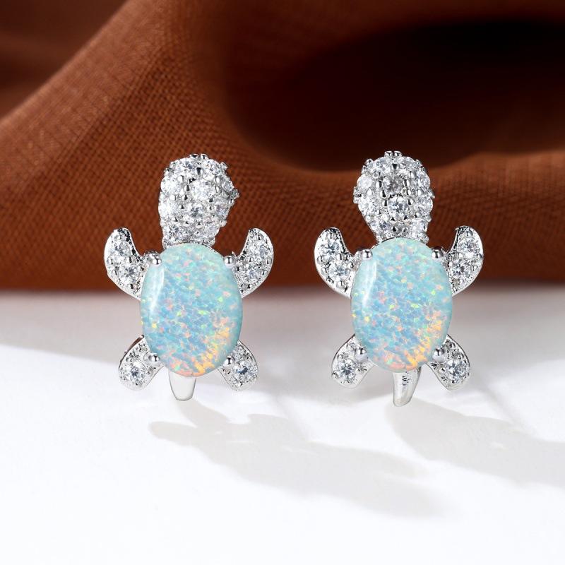 Accessories niche design, turtle stud earrings, animal micro inlaid with diamond zircon earrings