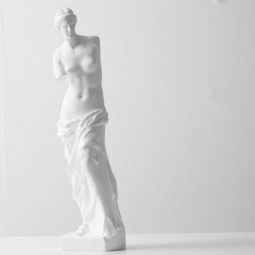 White Artwork Sketch Plaster Resin Art Figurine Beauty and Love Broken Arm Venus Statue Bookshelf