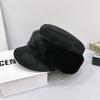 Ancient suede plush flat top equestrian hat women's autumn and winter temperament warm versatile face small cap